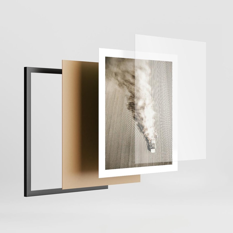 Plakat w ramie 40x50 - Żniwa na Wsi - pole, traktor na polu - rama czarna