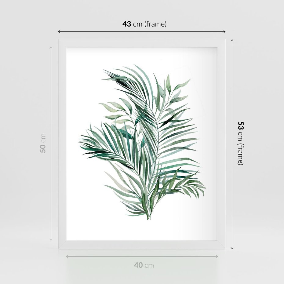 Plakat w ramie 40x50 - Blask Natury - złote, liście - rama biała