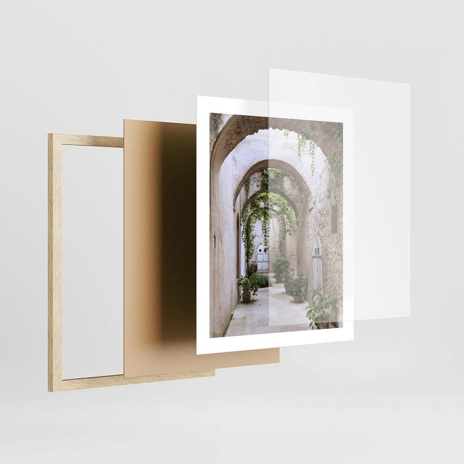 Plakat w ramie 40x50 - Urokliwa Zaułek - klimatyczna, uliczka - rama drewno