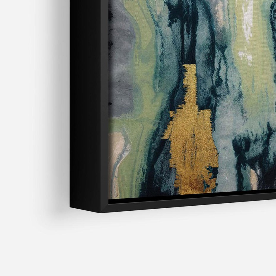 Obraz w ramie 70x50 - Sfumowane zmysły artysty - rozmyte kolory, zieleń - rama czarna