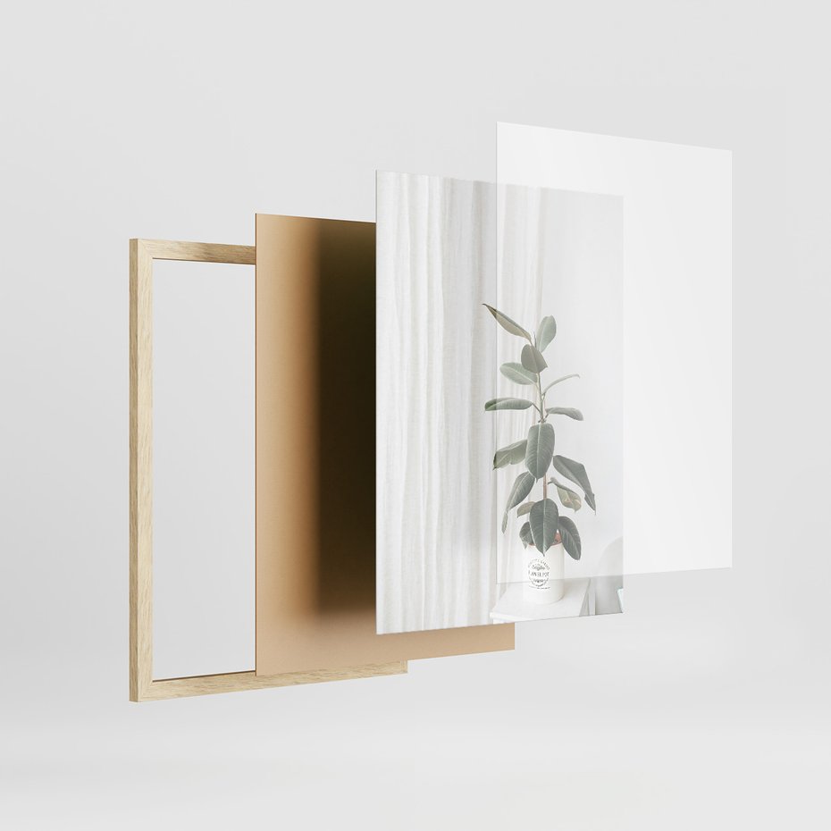 Zestaw obrazy w ramie 30x40 galeria - Liście, minimalizm, skandynawski, styl - rama drewno