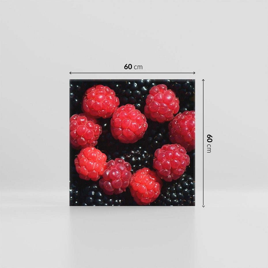 Obraz na płótnie 60x60 - Maliny Soczysta Eksplozja - maliny, owoce