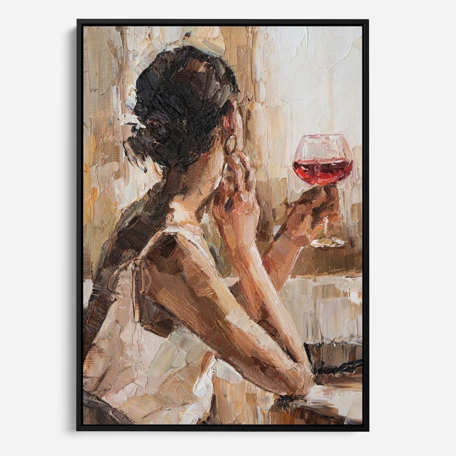 Obraz w ramie 70x100 - Wibracje - portret, kobieta - rama czarna