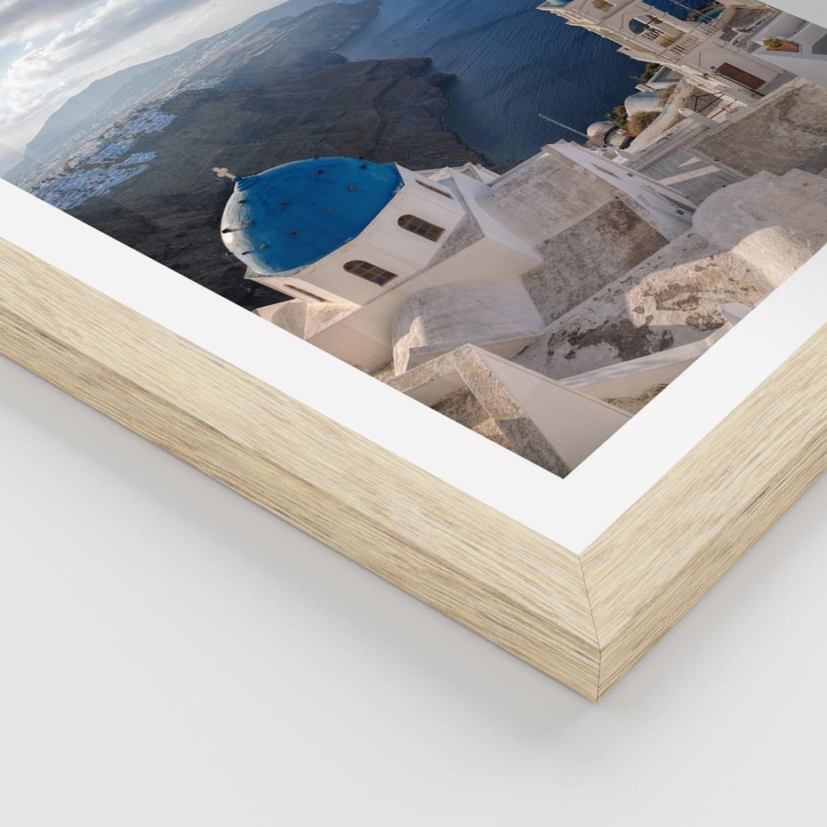 Plakat w ramie 40x50 - Błękitne Przezycia - Santorini, morze - rama drewno