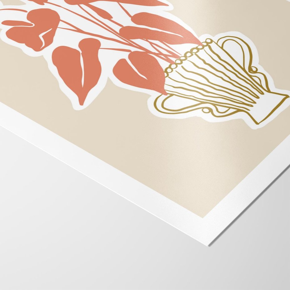 Plakat bez ramy 21x30 - Harmonijne Echa - abstrakcyjne kwiaty liście, elegancka kompozycja