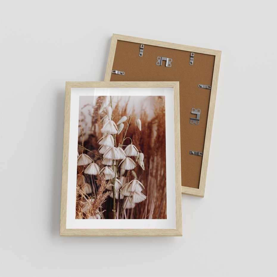 Plakat w ramie 30x40 - Boho Styl z Suchymi Trawami - suche trawy, bogo styl - rama drewno