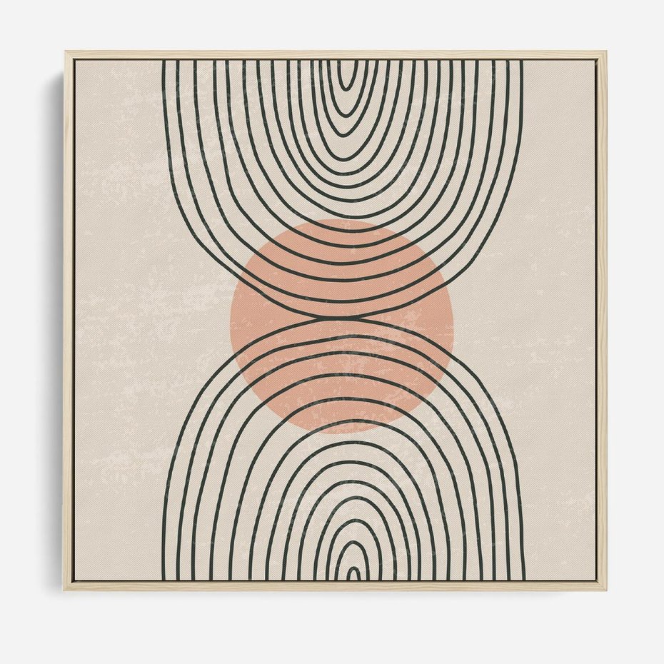 Obraz w ramie 80x80 - Nowy Rytuał - abstrakcyjna sztuka, boho kształty - rama drewno