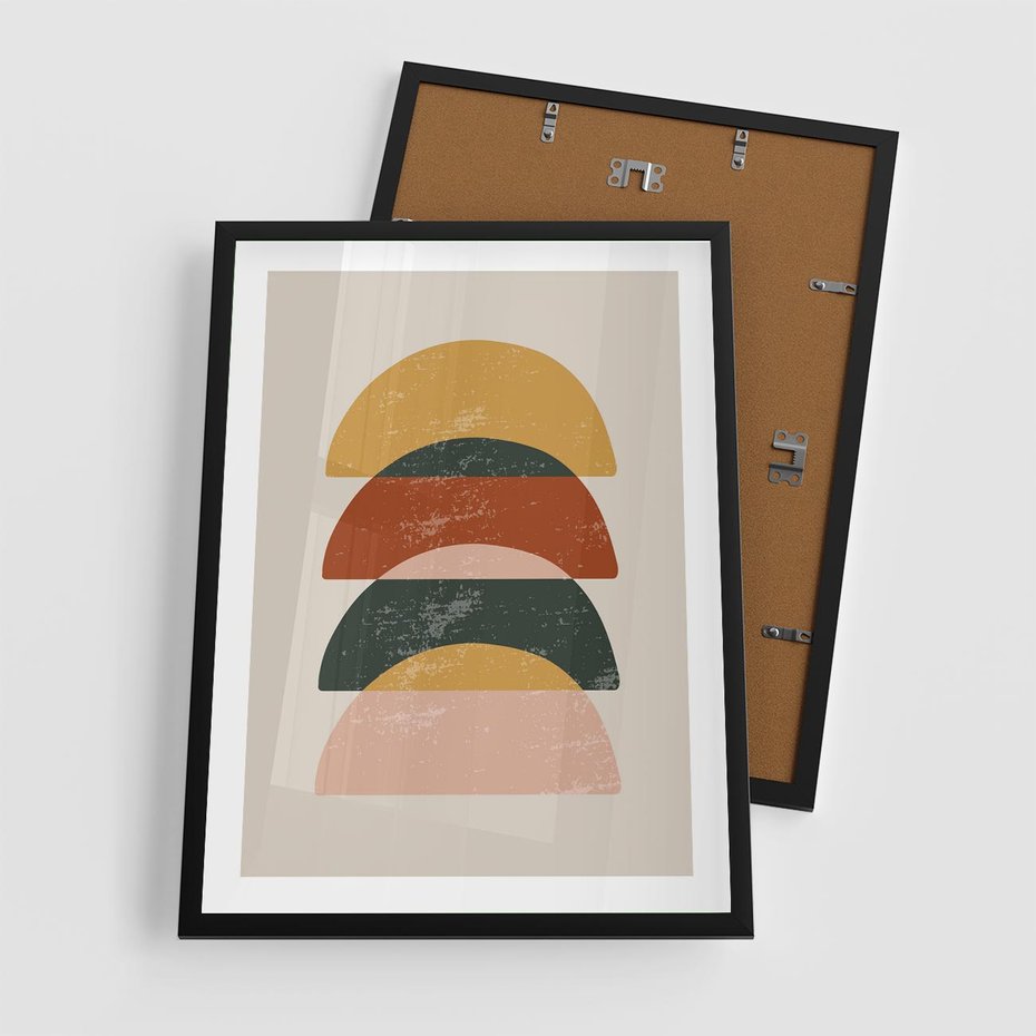 Plakat w ramie 50x70 - Energetyczne Wzory - nowoczesny plakat, abstrakcyjne kształty - rama czarna