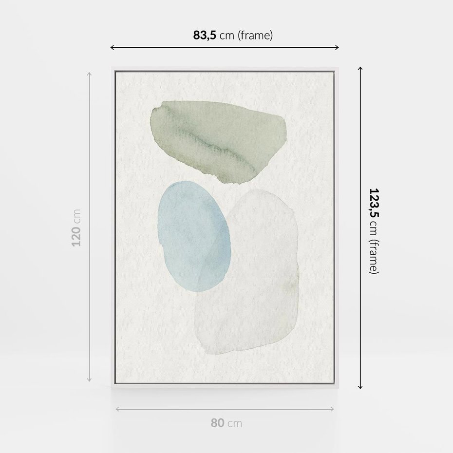 Obraz w ramie 80x120 - Akwarelowa Symfonia Natury - abstrakcyjne delikatne plamy, akwarelowe - rama biała