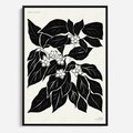 Obraz w ramie 70x100 - Ruchome szkicowe odbicia - czarno biała grafika, roślinność - rama czarna