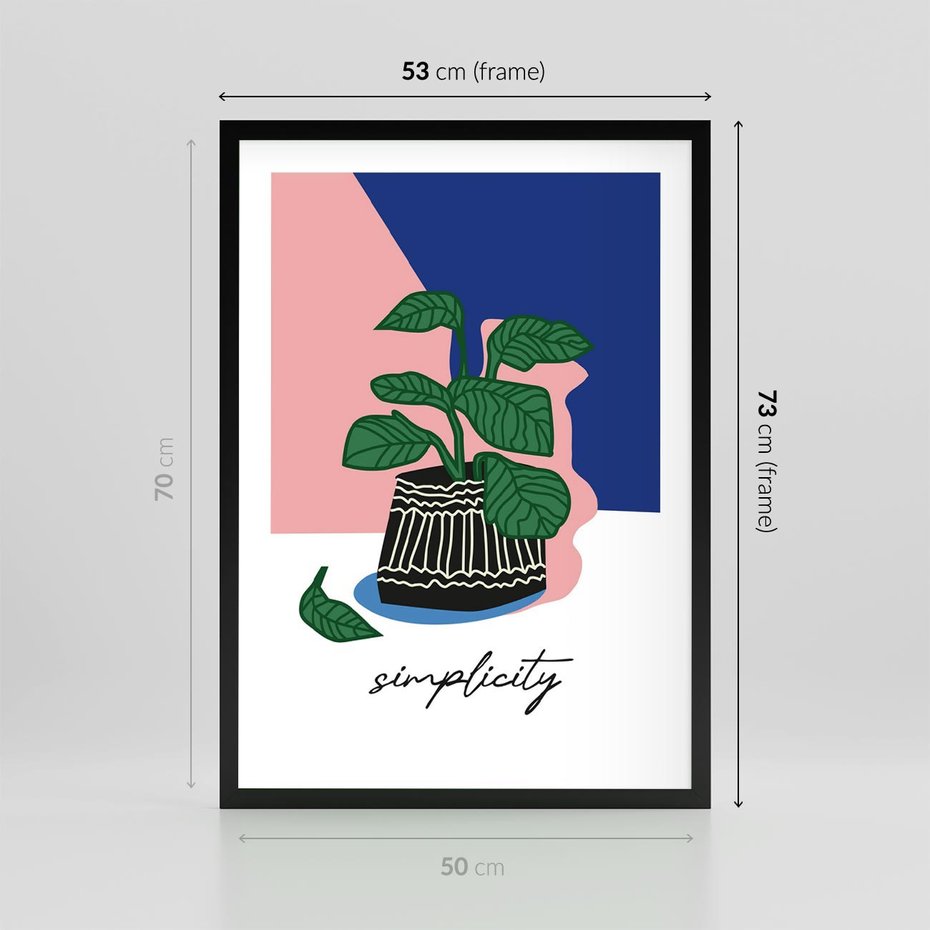 Plakat w ramie 50x70 - Tajemnicze Wibracje - tygrys, kwiaty - rama czarna