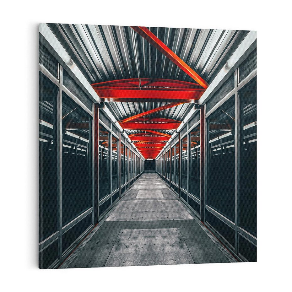 Obraz na płótnie 70x70 - Nieskończoność Przestrzeni - korytarz, perspektywa