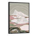 Obraz w ramie 50x70 - Szarawe Wzgórza - pastelowy krajobraz, nowoczesny plakat - rama czarna