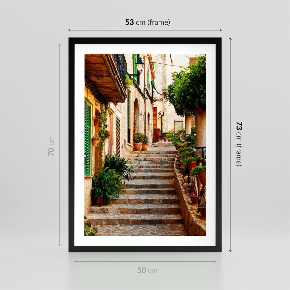 Plakat w ramie 50x70 - Uroczysta perspektywa uliczki - uliczka, perspektywa - rama czarna