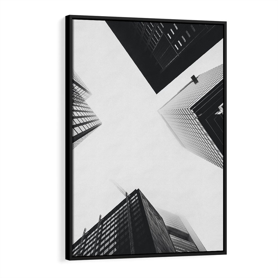 Obraz w ramie 70x100 - Nowoczesna Dynamika - perspektywa, wieżowce - rama czarna