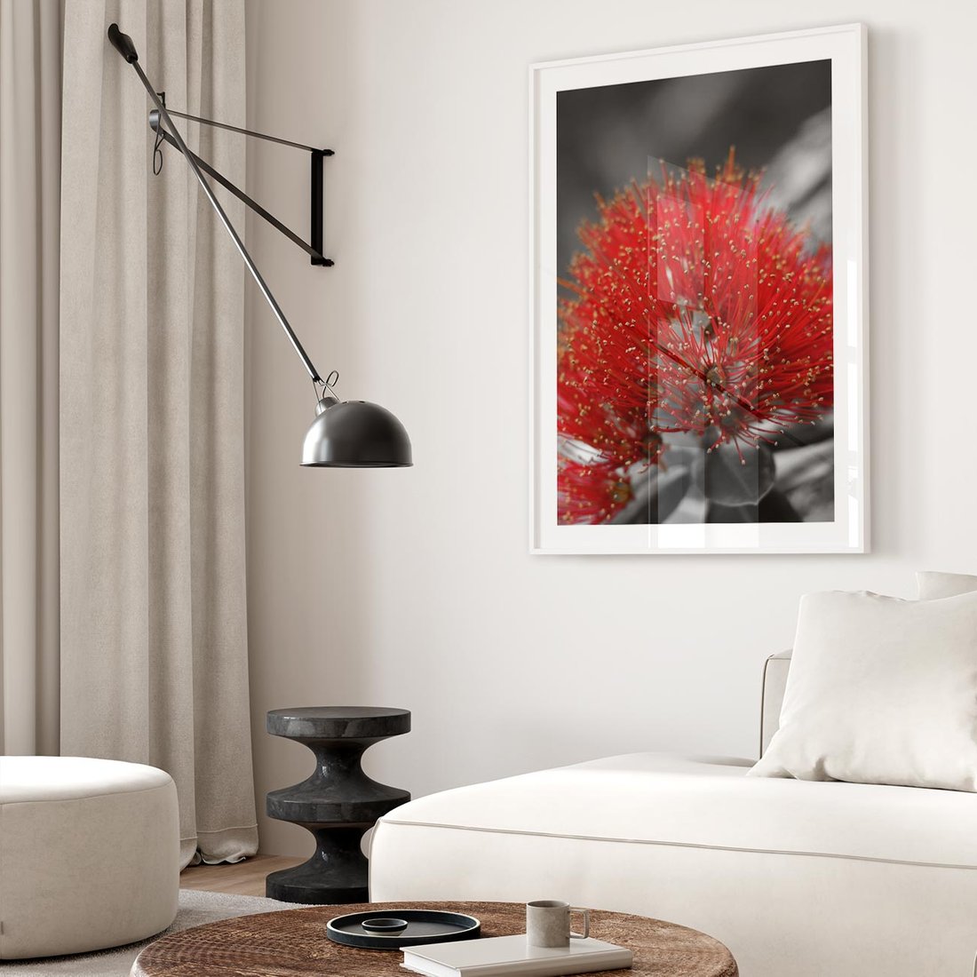 Plakat w ramie 30x40 - Ukwiał na rafie koralowej - ukwiał, rafa - rama biała