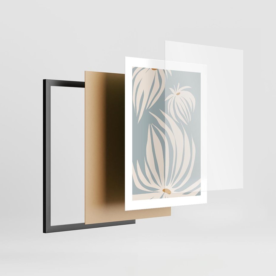 Plakat w ramie 30x40 - Kwiatowe Kształty - kwiaty, nowoczesne i minimalistyczne - rama czarna