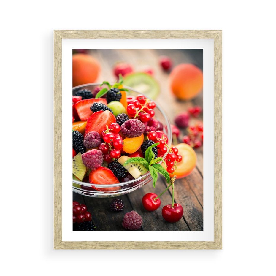 Plakat w ramie 50x70 - Smakowite Porywy - owoce, jedzenie - rama drewno
