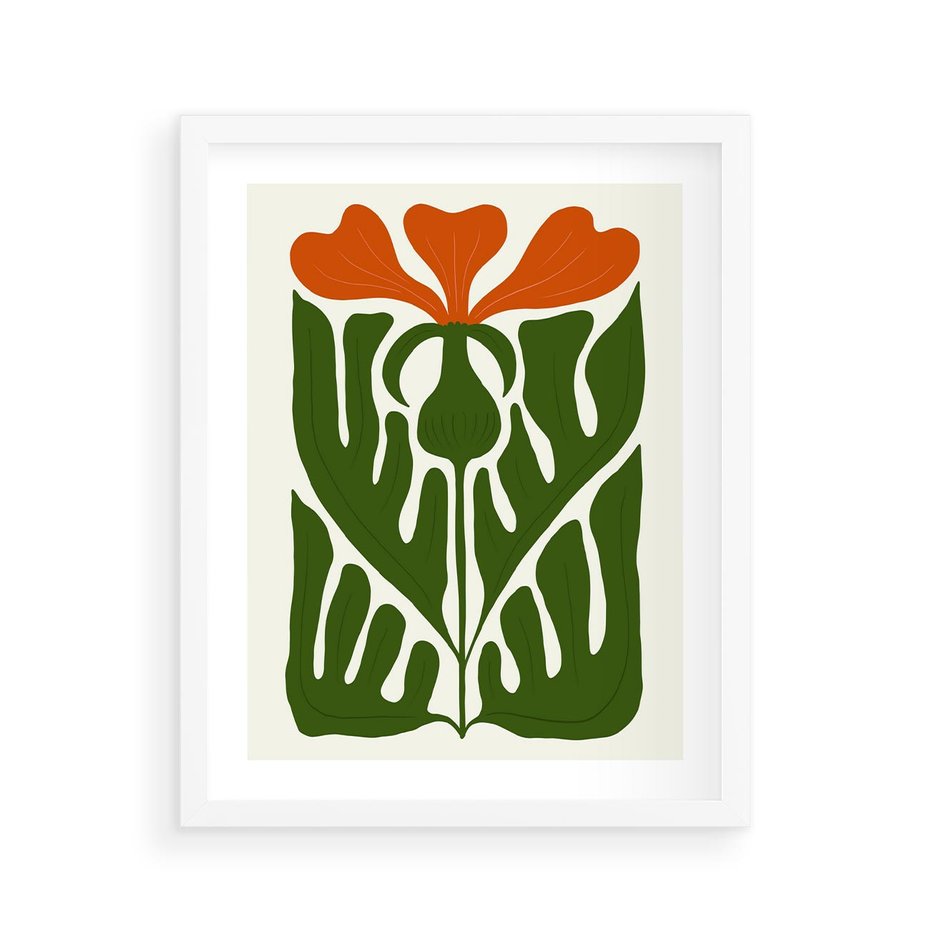 Plakat w ramie 40x50 - Minimalistyczny Urok Kwiatu - kwiat, sztuka nowoczesna - rama biała