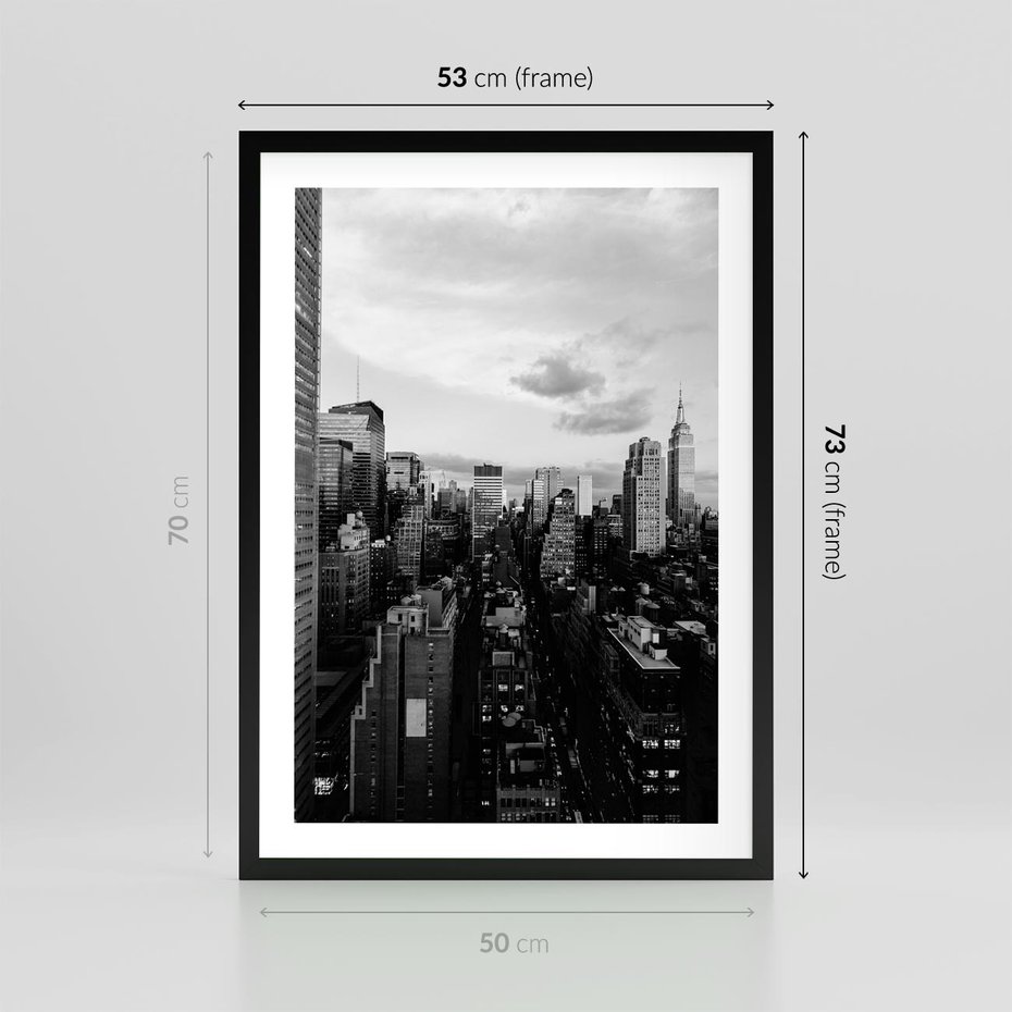 Plakat w ramie 50x70 - Wibracje Miejskiego Życia - miasto, wieżowce - rama czarna