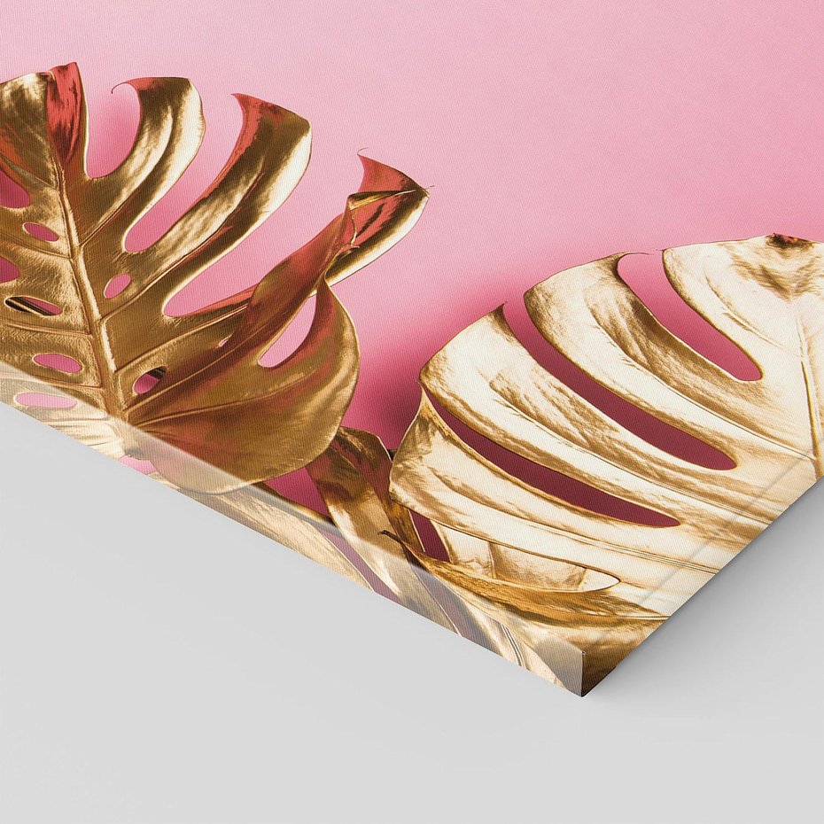 Obraz na płótnie 80x120 - Luksusowa Elegancja - złote, liście