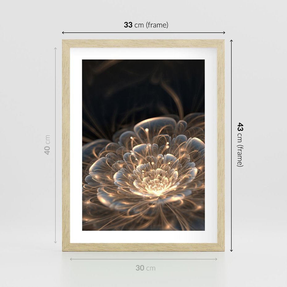 Plakat w ramie 30x40 - Nowoczesny Kwiat - kwiat, nowoczesny - rama drewno