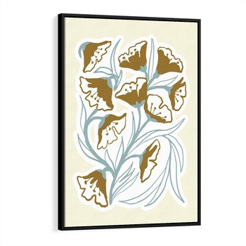 Obraz w ramie 50x70 - Wibracje Widzenia - abstrakcyjne beżowe kwiaty, elegancka kompozycja - rama czarna