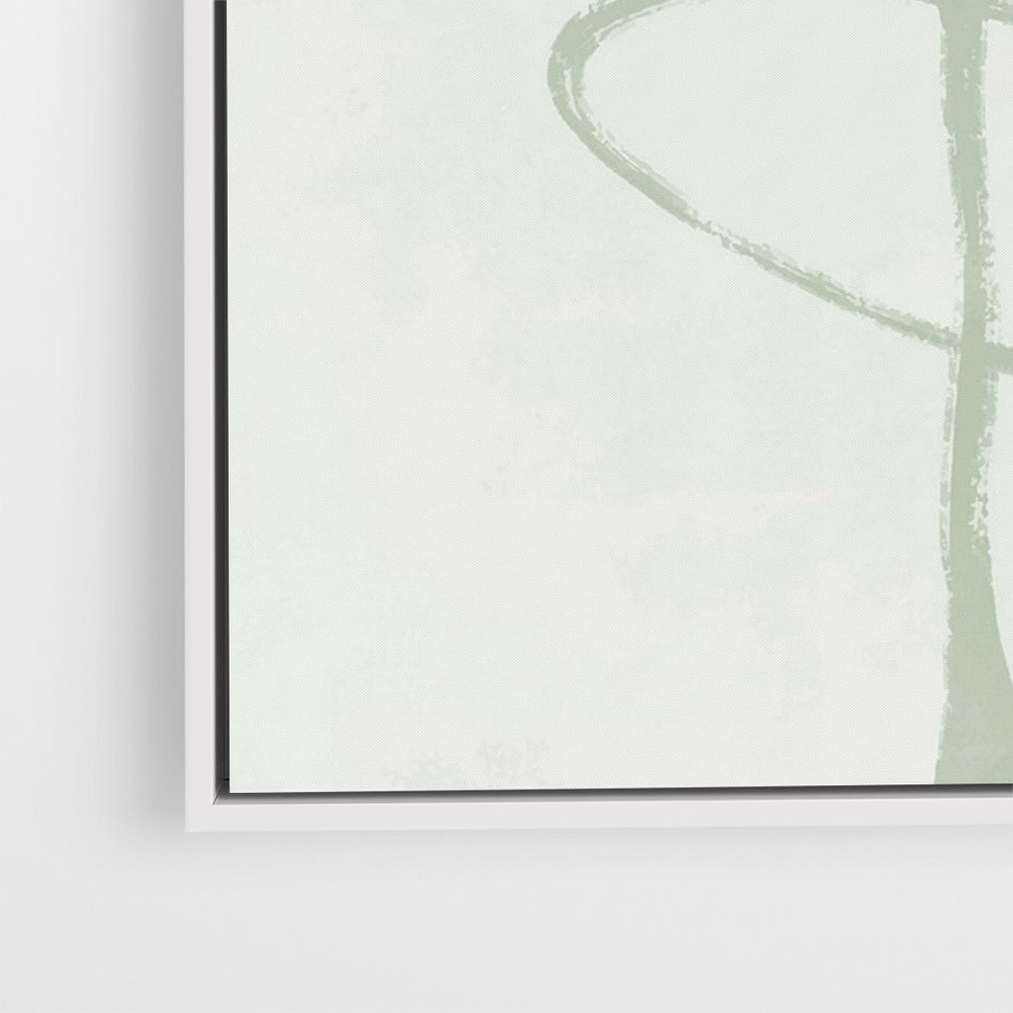 Obraz w ramie 70x100 - Zieleń Wewnętrznej Harmonii - zielona abstrakcja, zgaszona zieleń - rama biała