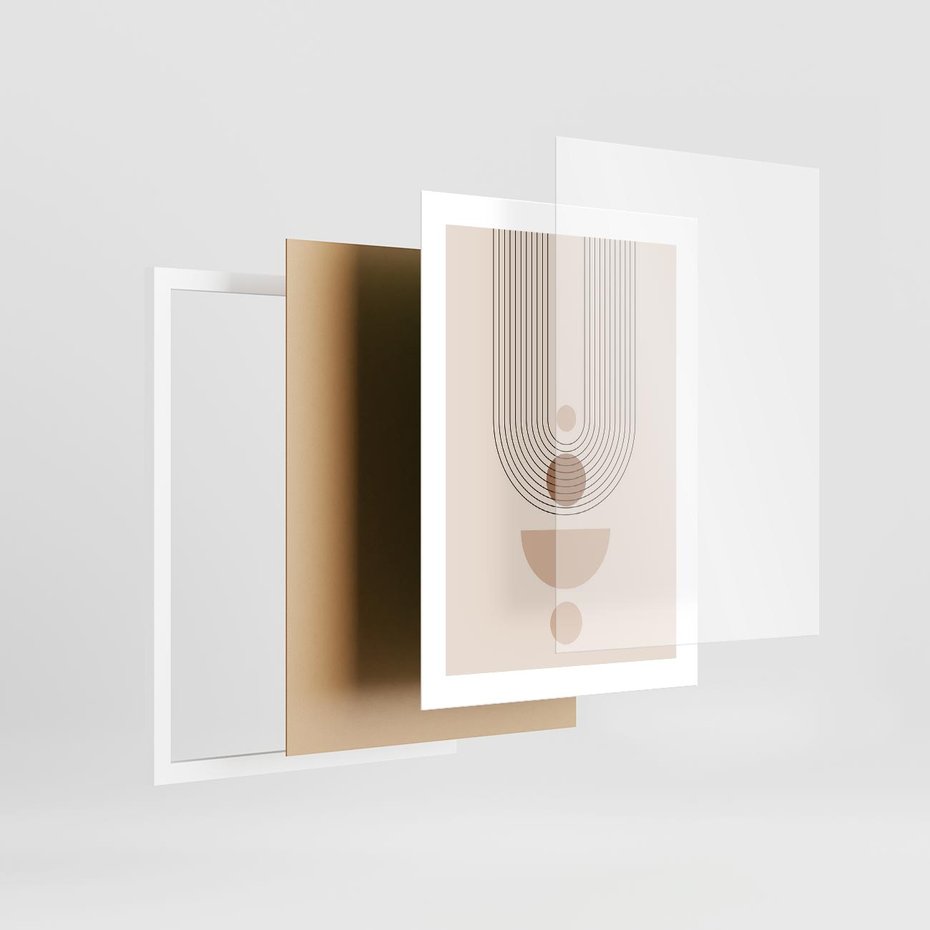 Plakat w ramie 30x40 - Strukturalne Kształty Postępu - boho plakat, minimalizm - rama biała