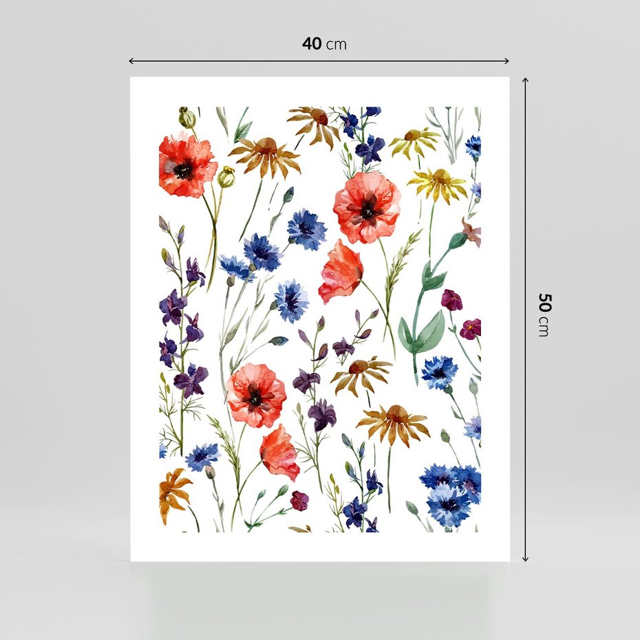 Plakat bez ramy 40x50 - Kwiatowe radości na łące - kwiaty, łączka