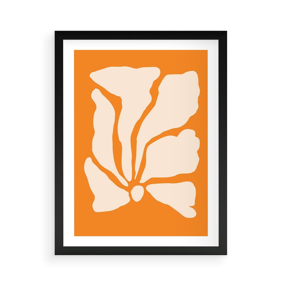 Plakat w ramie 50x70 - Wibracje Barw - abstrakcyjny boho plakat, pomarańczowe tło - rama czarna