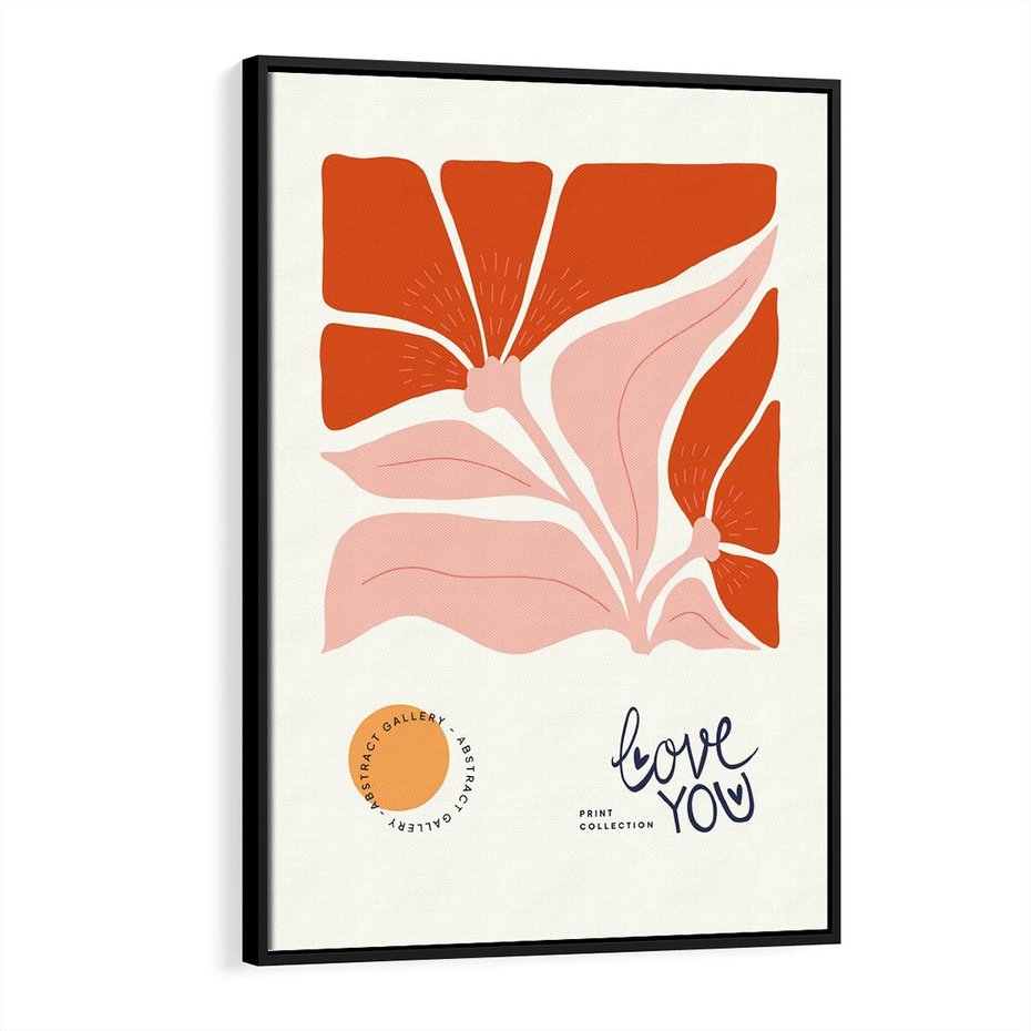 Obraz w ramie 50x70 - Miłość w Kwiatowym Sercu - kwiaty, miłość - rama czarna