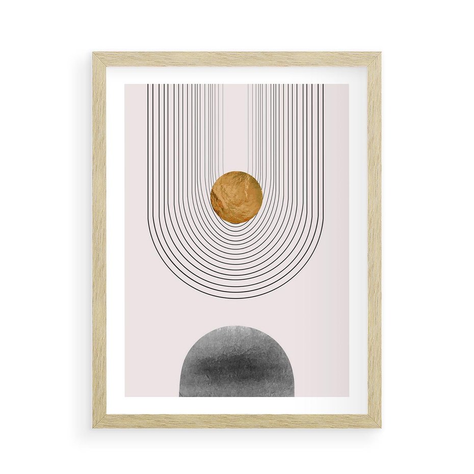 Plakat w ramie 50x70 - Geometryczny Blask - nowoczesna grafika, geometria - rama drewno