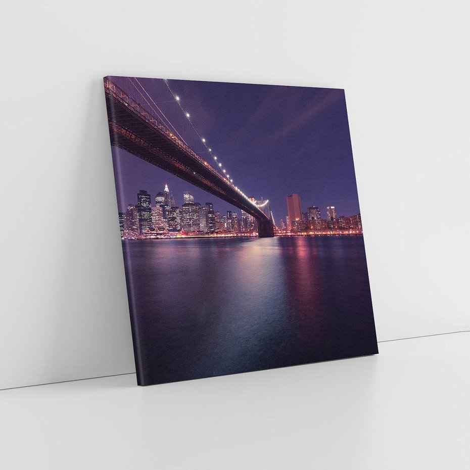 Obraz na płótnie 40x40 - Most w Nowym Jorku nocą - most, Nowy Jork