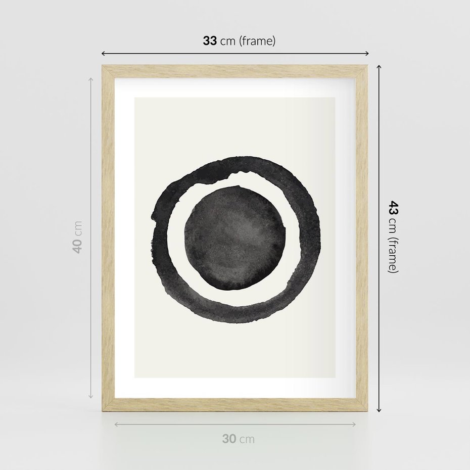 Plakat w ramie 30x40 - Bezgraniczne Widoki - abstrakcyjne plamy okręgi, akwarelowe - rama drewno