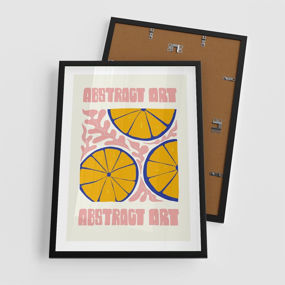 Plakat w ramie 50x70 - Podróżne Wizje - typografia, cytryny - rama czarna