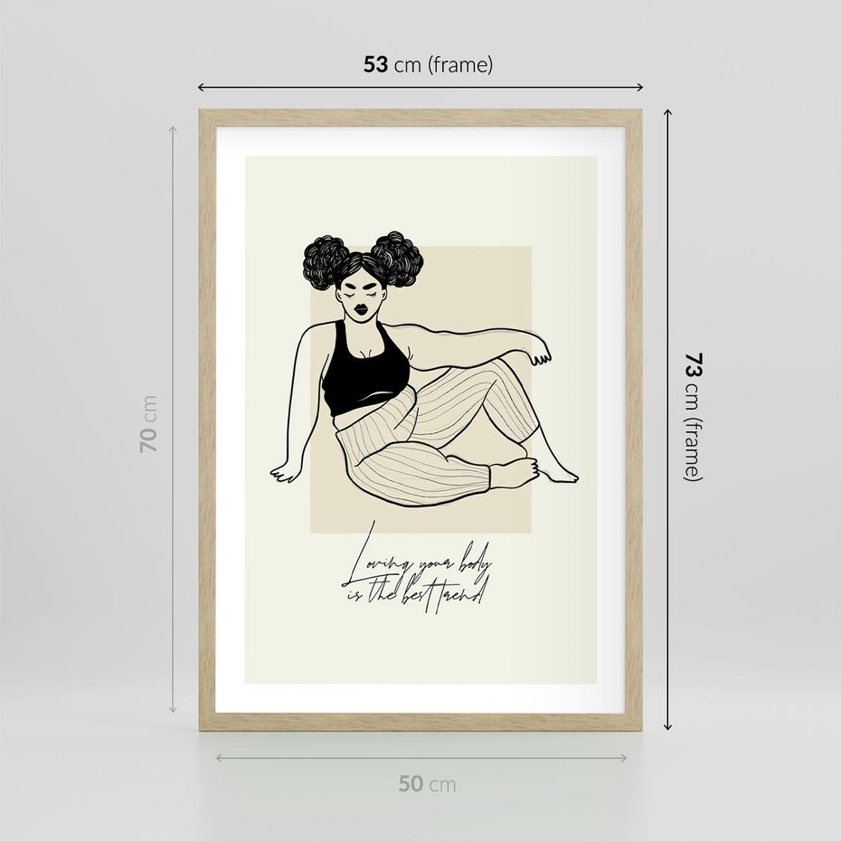 Plakat w ramie 50x70 - Kobieca Moc - nowoczesna sztuka kobieca, plakat - rama drewno