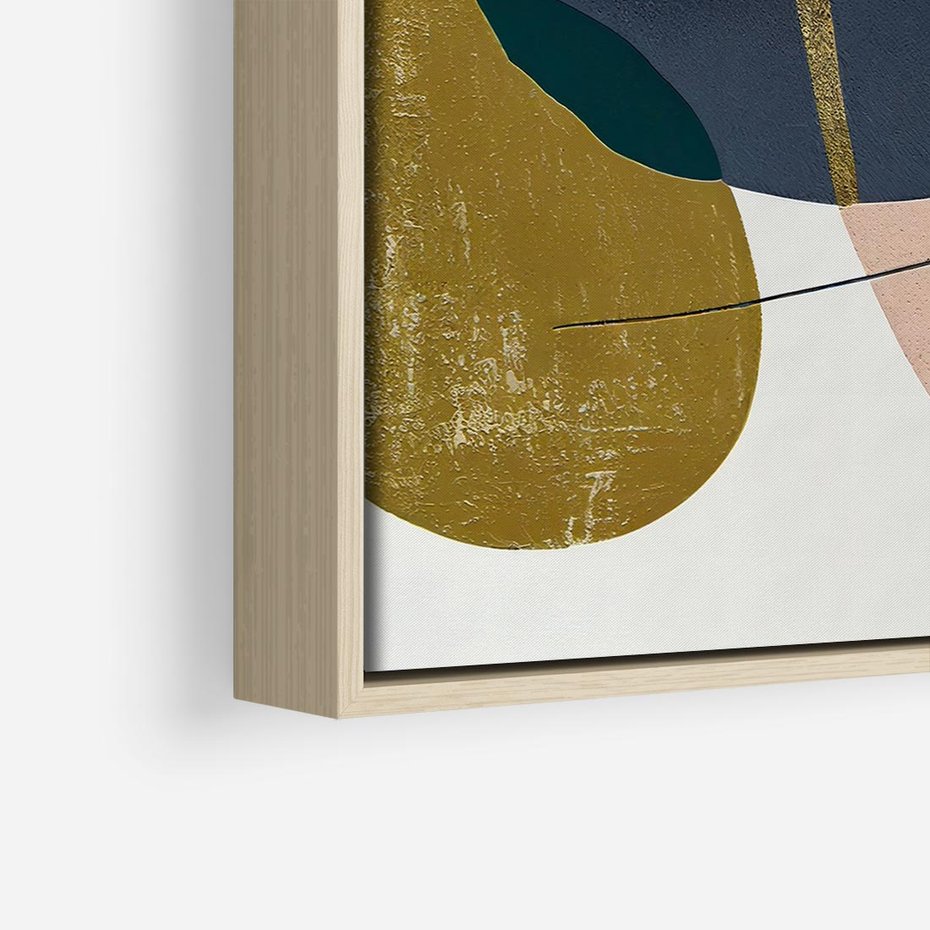 Obraz w ramie 80x80 - Złoto Granatu - abstrakcyjne plamy koloru, złoto - rama drewno