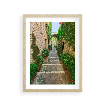 Plakat w ramie 30x40 - Magiczna podróż w głąb miasta - uliczka, perspektywa - rama drewno