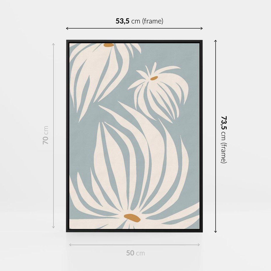 Obraz w ramie 50x70 - Kwiatowe Kształty - kwiaty, nowoczesne i minimalistyczne - rama czarna