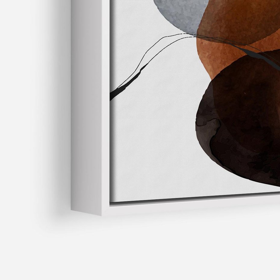 Obraz w ramie 50x50 - Kolorowe Wizje - abstrakcyjne plamy akwarelowe, czarny szkic - rama biała