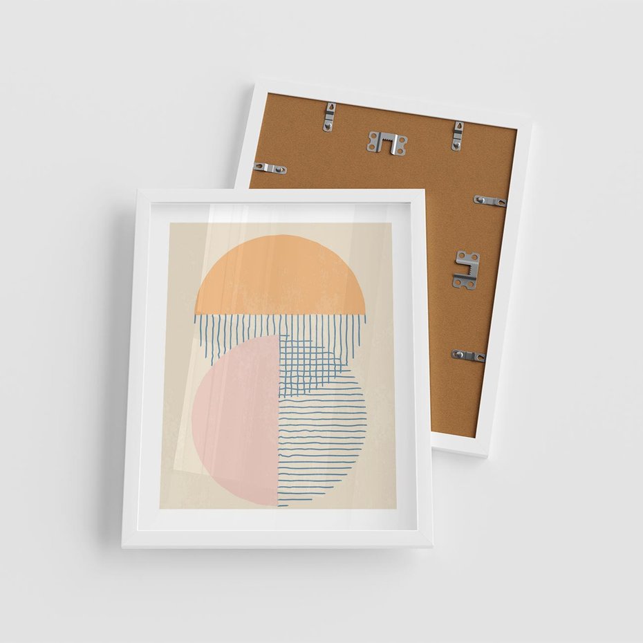 Plakat w ramie 40x50 - Migotliwe Wzory - geometryczne kształty, koła - rama biała