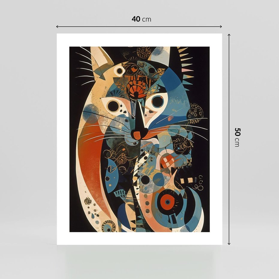 Plakat bez ramy 40x50 - Księga Surrealnych Wymiarów - abstrakcyjny obraz olejny, kot