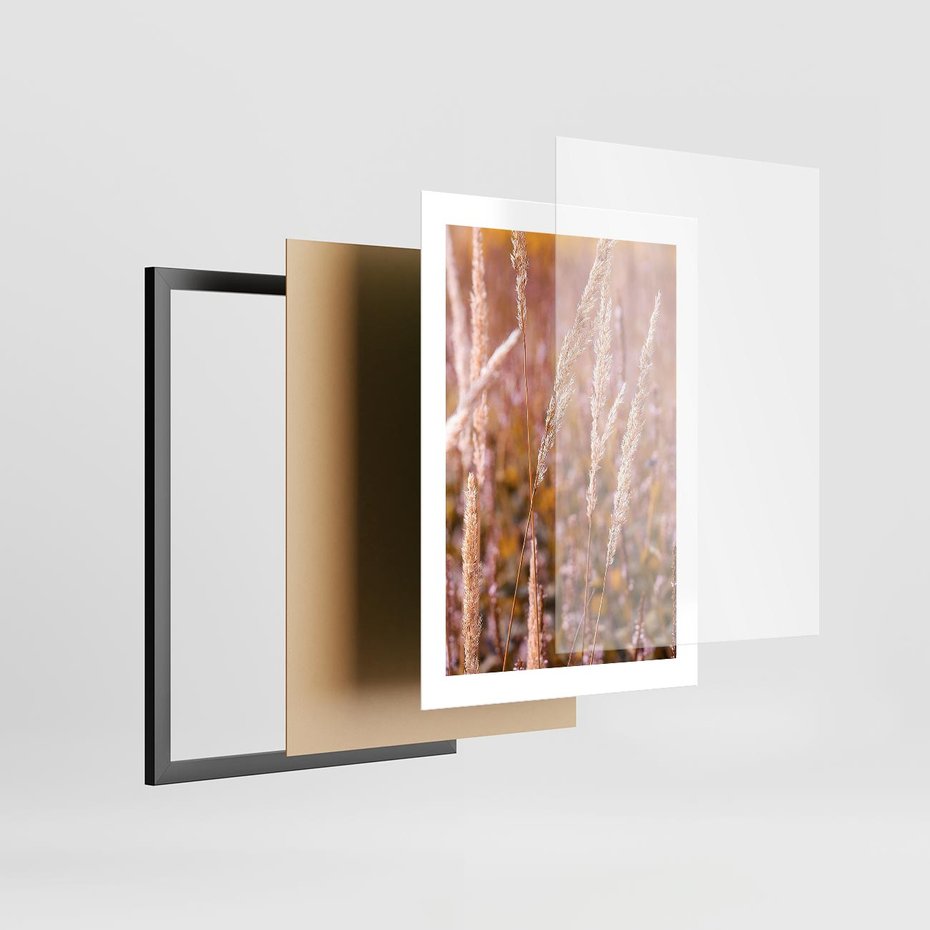 Plakat w ramie 30x40 - Sucha Trawa w Sierpniu - trawy, łąka - rama czarna