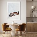 Plakat w ramie 40x50 - Spokój Górskiej Zimy - chatka w górach, domek górski - rama biała