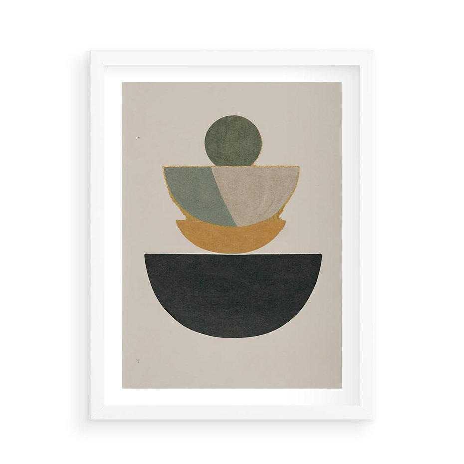 Plakat w ramie 50x70 - Podróżne Refleksyjne Odbicia - abstrakcyjny obraz, kolory ciepłe - rama biała