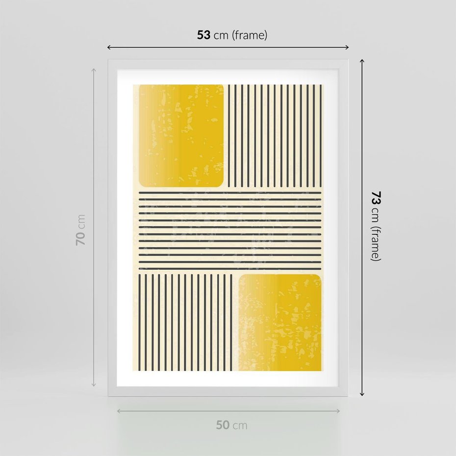 Plakat w ramie 50x70 - Geometria w Ruchu - geometria, proste linie - rama biała