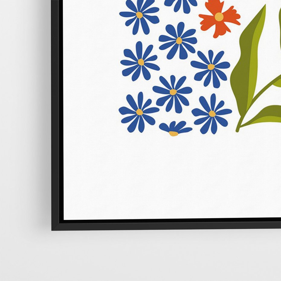 Obraz w ramie 70x100 - Splątane Granice - kwiaty, sztuka nowoczesna - rama czarna