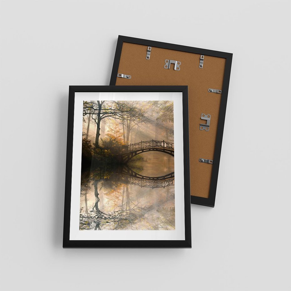 Plakat w ramie 30x40 - Romantyczny Mostek - mostek, romantyczny - rama czarna