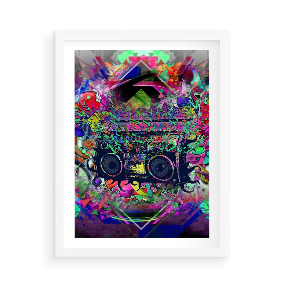 Plakat w ramie 50x70 - Harmonia Muzyki - grafika, muzyka - rama biała